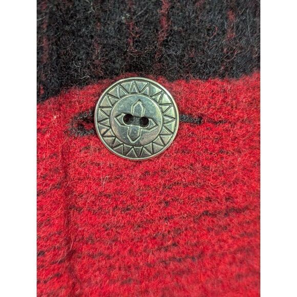 Mens Vtg Orvis Mackinaw Wool Coat Jacket Red Black Buffalo Plaid Southwest Small - Picture 4 of 13